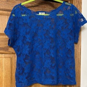 Lily White Royal Blue Lace Blouse